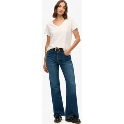 Superdry Jeans van Biologisch Katoen met Hoge Taille en Uitlopende Pijpen Blue Grootte: 26/32
