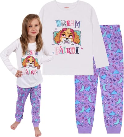 PAW Patrol SKYE - Meisjes pyjama met lange mouwen, katoen, wit, paars / 110