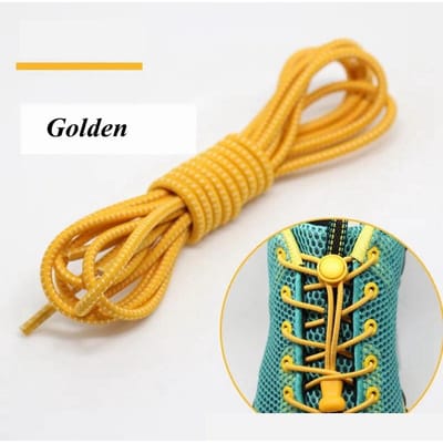 Elastische Veters Rond Vergrendelend Geen Strikveters Kinderen Volwassenen Snel Luie Veters Rubber Sneakers Veter T1 100cm goud