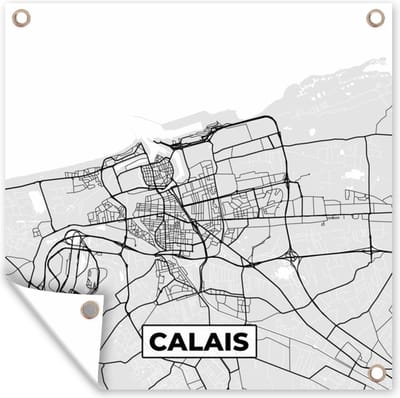 Tuin poster Plattegrond - Kaart - Stadskaart - Frankrijk - Calais - 200x200 cm - Tuindoek