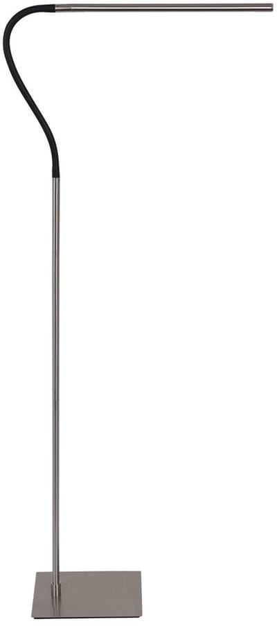 Vloerlampen Staalkleurige leeslamp Serpent 3115ST met dimmer en flexibele arm van Mexlite, van glas, kunststof en metaal, hoogte verstelbaar van 133 tot 183 cm