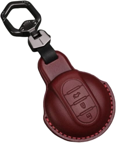 Dailygoody - Afstandsbediening lederen autosleutel hoesje - Elegant en stijlvol - Rood - Beschermende cover - Geschikt voor F54 F55 ...