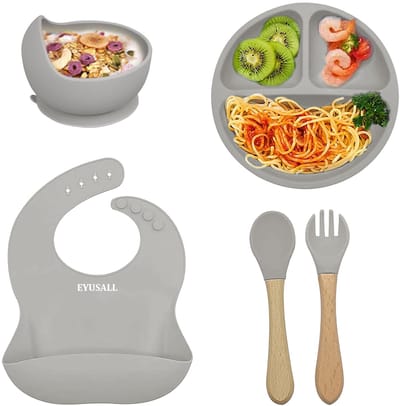 EYUSALL Kindersilikongeschirr Set - 5 Stücke - BPA-vrij - Voor Babys & Kinderen