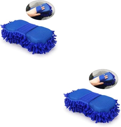 Gatuida 2 Stuks auto schoonmaakmiddelen Auto schoonmaak spons Chenille microvezel spons schoonmaakproducten sponzen auto wasborstel chenille washandschoen CARWASH schoonmaak blok Koraal