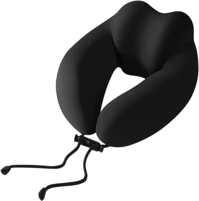 U-vormig Memory Foam Nekkussen voor Reizen & Vliegtuig – Ergonomisch Reiskussen met Draagbaar Ontwerp en Wasbare Hoes - Zwart