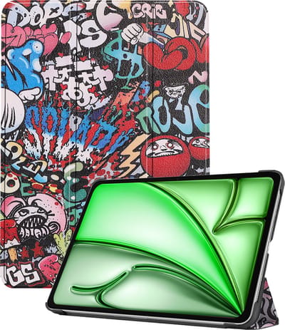 Hoesje Geschikt voor Apple iPad Air 6 (2024) - 11 inch - 6e Generatie - M2 - Dun & Stevig - Trifold Bookcase - Hard Cover - Hardcover Book Case - Tablet Hoes - Graffity