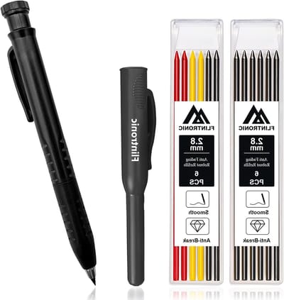 Verbeterde 3-in-1 Houtbewerking Potloden Set met Vinger Grip, Diepe Gat Marker en 12 Navullingen voor Architectuur en Timmerwerk