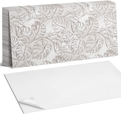 Coloray Plaktegels - Lijnbladpatroon Zelfklevende Wandtegels - 40 cm x 20 cm - Beige Plaktegels - 10 stuks - Rechthoek PVC Tegels - Plaktegels Badkamer - Vloertegels Zelfklevend - Vinyltegels Vloer Zelfklevend - Portugese Tegels