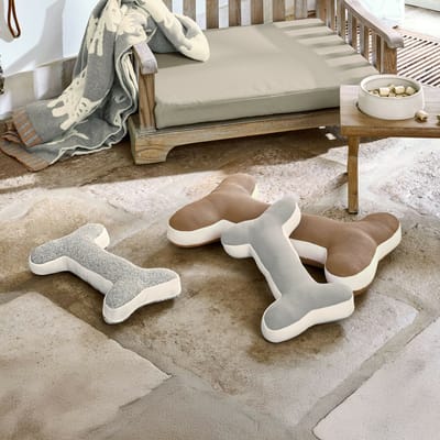 LOBERON Kussen set van 3 Fluffido grau/weiß/braun