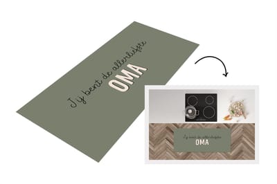 Keukenloper - Loper keuken - Spreuken - Quotes Jij Bent De Allerliefste Oma - Moederdag - Oma cadeau - 120x50 cm - Keukenloper vinyl