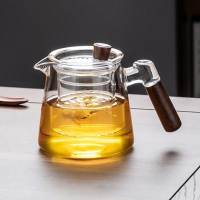 Théière en verre borosilicate avec poignée, théière filtrante transparente pour la cuisine, bouilloire à café, service à thé