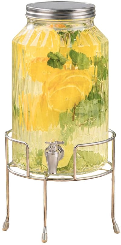 Alessandro water en drankdispenser - 5.6 liter - glas - limonade/sappen - op verhoger van metaal