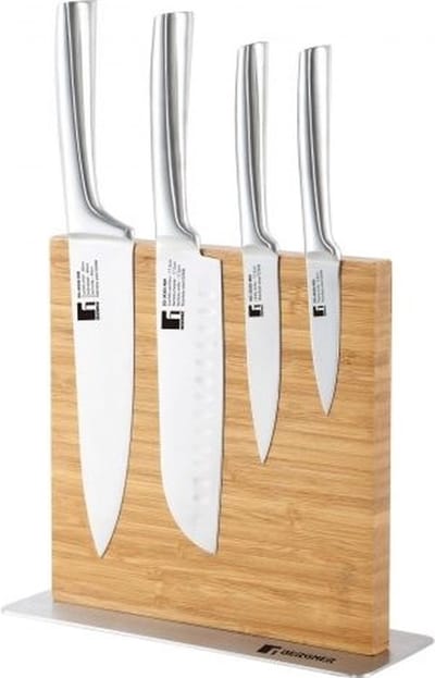 Bergner Messenset met Magneetblok - 5 delig - RVS en bamboe