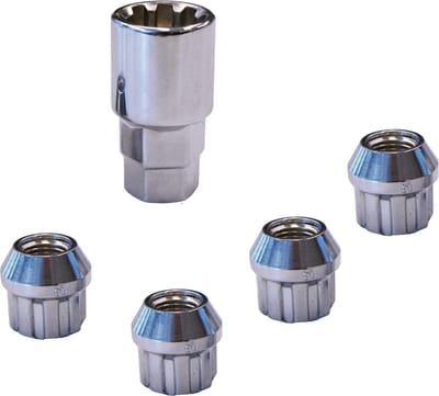 Carpoint Wielslotmoeren M12x1.25 – Type E Conisch – Anti-Diefstal – Staal – Voor Velgen – Inclusief Sleutel – Set
