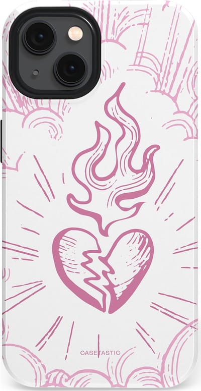 Casetastic Hoesje Geschikt voor Apple iPhone 13 Magsafe - Stijlvolle Beschermende Duo-layer Case - Roze Liefdesvlam