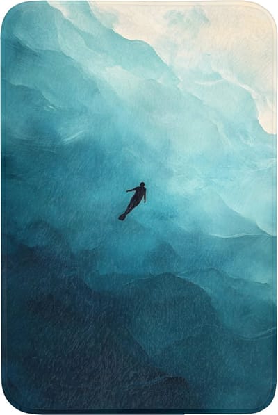 Badmat 60x90 cm - Antislip - Zee - Silhouet - Abstract - Blauw - Badmatten voor badkamer - Badkamermat - Douchemat - Badkamer mat