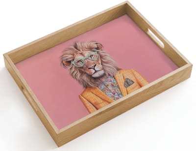 Dienblad hout 40x30 cm - Schootdienblad - Leeuw - Pak - Geruit - Bril - Borrelplank rechthoek - Plateau dienbladen