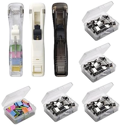 Dailygoods - Clipdispenser, 3 stuks herbruikbare draagbare Fast Clam clipdispenser & 250 roestvrij stalen metalen klemmen, geschikt voor kantoor, thuis, schoolbenodigdheden