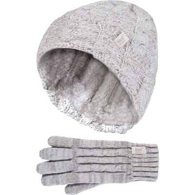 Heat Holders Kabelgebreide warme mutshandschoenenset voor meisjes - CO5P14