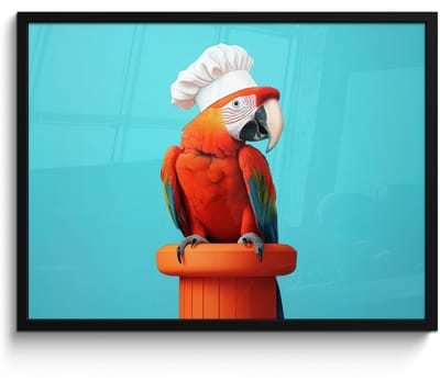 Fotolijst inclusief poster - Posterlijst 70x50 cm - Posters - Ara - Koksmuts - Sokkel - Grappig - Foto in lijst - Keuken decoratie muur - Wanddecoratie accessoires - Muurdecoratie - Schilderijen