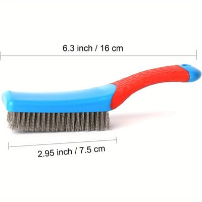 Brosse métallique robuste en acier inoxydable avec manche en plastique confortable - Parfaite pour enlever la rouille, les scories de soudure, la saleté et la peinture bleu