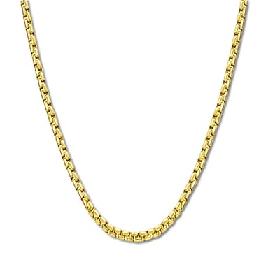 Halsketting heren goudkleurig GINU 3mm - 50cm lengte - Ketting goudkleurig heren zonder hanger rvs - Mauro Vinci®