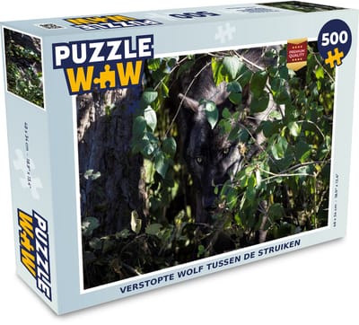 Puzzel Verstopte wolf tussen de struiken - Legpuzzel - Puzzel 500 stukjes