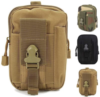 tactisch heuptasje, nylon, militair, compact, Molle EDC tas, gordeltas, buidel, getailleerd, tas voor gadgets, mobiele telefoon, voor op de camping, tijdens het wandelen en het reizen, kaki