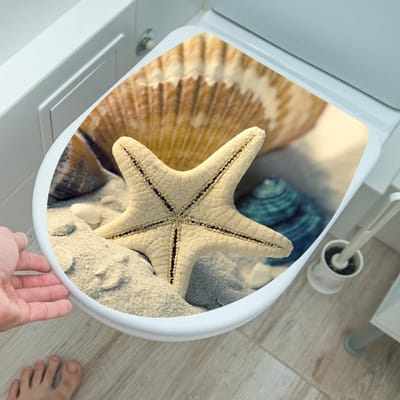 Toilet Seat Film - Toilet Cover - Bathroom Decor - Removable - 30 x 45 cm - Beige