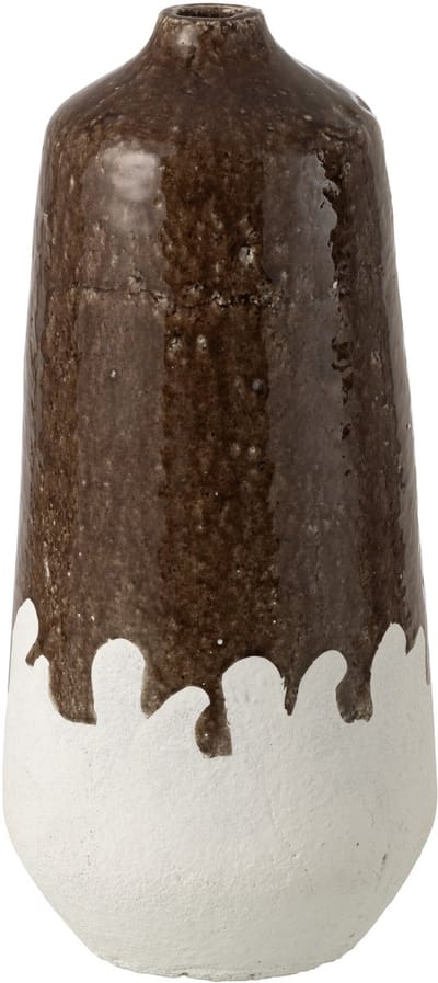 J-Line vaas 2 Delig - keramiek - wit/bruin - small