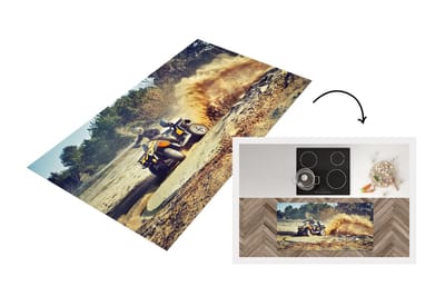 Keukenloper - Loper keuken - Quad - Race - Zand - 120x60 cm - Keukenloper vinyl