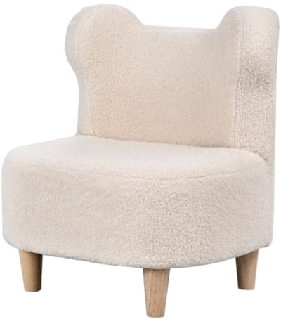 Kinderfauteuil Pluche Kinderstoel Beigekleurig 47x43x53cm Hout Teddy Fleece Schuim Berenoren Kindersofa Zacht Comfortabel Lichtgewicht Veilig Kinderkamer Speelkamer Belastbaar 45kg
