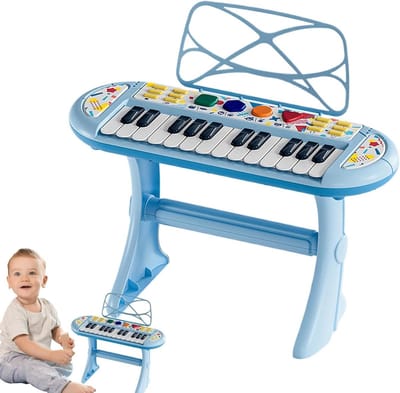Kinder Keyboard - Muziek Piano - Muziek Leren - 24 Toetsen - 40 cm Lengte - Blauw