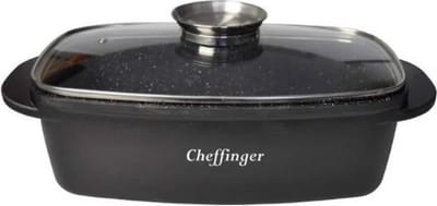 Cheffinger Braadslee - 32 cm - Marmercoating - Glazen Deksel met Aromaknop - Geschikt voor Inductie, Gas en Elektrisch