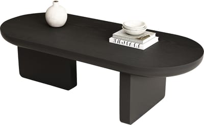 Ovale Salontafel Zwart - Moderne Woonkamertafel - Krasbestendig - Minimalistisch Design - MDF - Voor Kleine Woonkamer - 119,7x49,8x35,5 cm - Mat Zwart