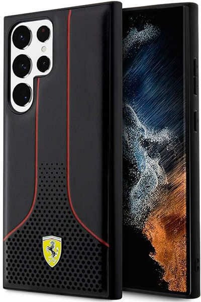 Ferrari Perforated Bottom Back Case - Geschikt voor Samsung Galaxy S23 Ultra (S918) - Zwart