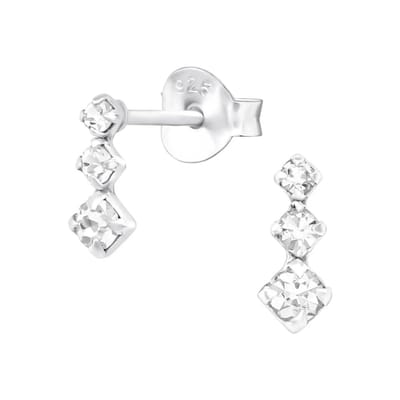 Aramat Jewels | Oorbellen | Prachtige Zilveren Kinder Oorbellen met Kristallen | | | |3mm | Zilver | Kinderen, Volwassenen | Verkleurd niet