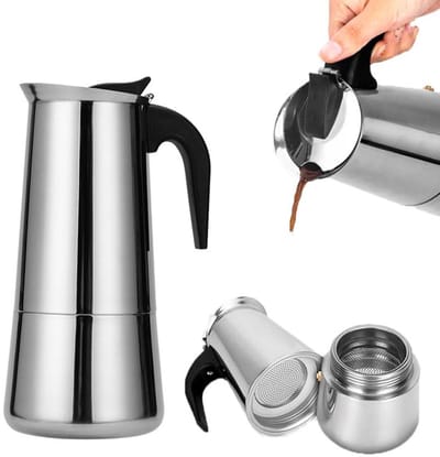 Roestvrijstalen Kookplaat Koffiezetapparaat - Moka Pot Percolator voor Thuis en Camping - 450ml