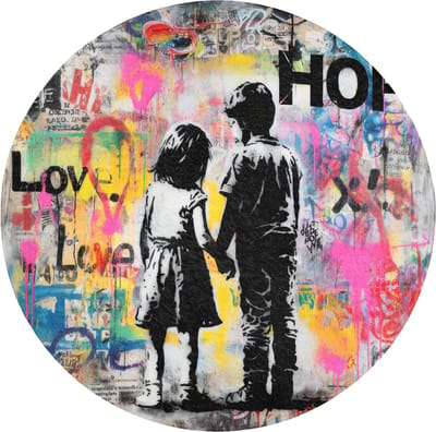 WC mat rond 70x70 cm - Antislip - Graffiti - Muur - Kinderen - Verfspatten - Toiletmat - Vloermat - Douchemat - Toilet tapijt - Toiletmatten