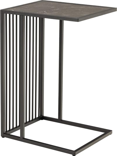 Laptoptafel - Bijzettafel - Werken vanaf bank - C-vorm ontwerp - 35x63x43 cm - Zwart marmerlook