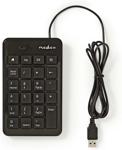 Nedis Bedraad Toetsenbord - USB-A - Kantoor - Enkelhandig - Nummeriek - Numeriek toetsenbord