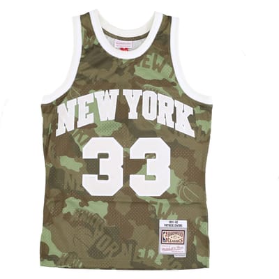 Basketbaltanktop voor heren Nba Ghost Green Camo Swingman Jersey Hardwood Classics No 33 Patrick Ewing 1991-92 Neykni Camo/groen