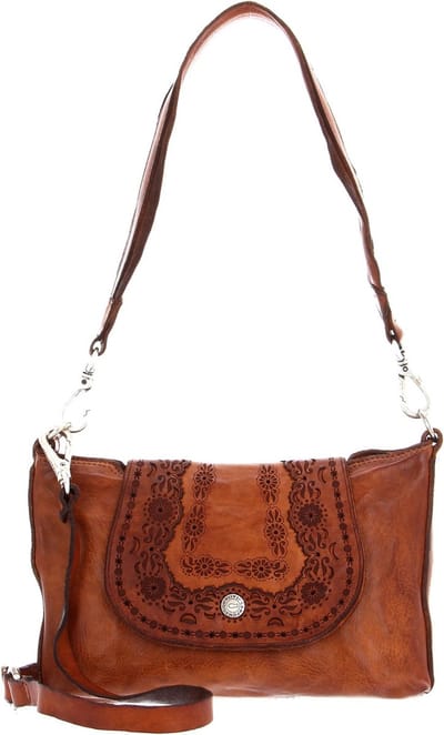 CAMPOMAGGI Leren Schoudertas Shoulder Bag Cognac Terracotta
