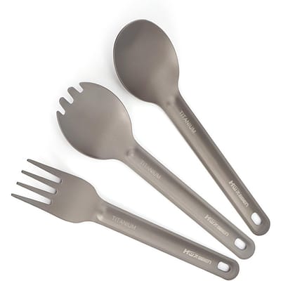 Ensemble Cuillère Fourchette Spork de Camping Ti Vaisselle Réutilisable Couverts d'Extérieur pour Randonnée Camping gris
