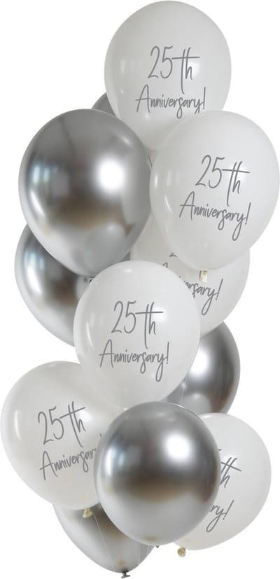 Folat - Ballonnen Silver Anniversary (12 stuks - 33 cm)