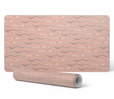 Moderne bureauonderlegger voor thuiswerken, golvende pastelkleurige lijnen, 90x45 cm