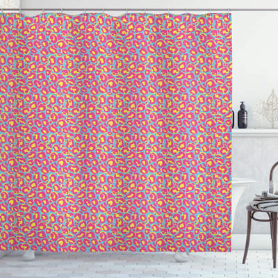 ABAKUHAUS Luipaard-douchegordijn – Badkamerdecor – Mosterdroze, 175x180 cm, waterafstotend