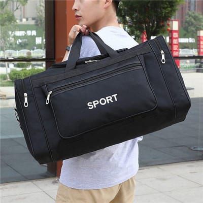 Sac de voyage à main pliable pour hommes et femmes, bagage à main de grande capacité, sac de Yoga et de sport noir