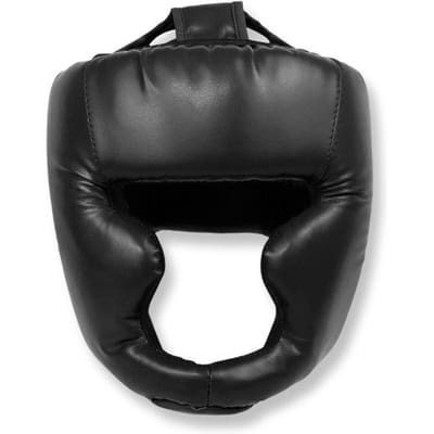 Casque de Boxe en Cuir Entièrement Recouvert Épaissi pour Karaté Muay Thai Sanda Entraînement Adultes Enfants Protection de la Tête Taekwondo gray