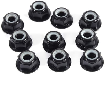 Set van 10 Zwarte M5 Zelfsluitende Nylon Lock Nuts met Hexagonale Vorm en Aluminium Legering voor Diverse Toepassingen
